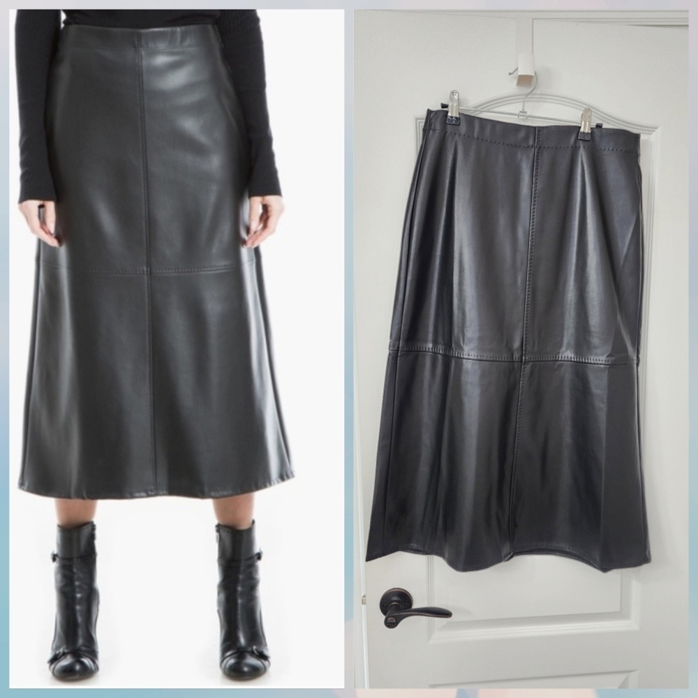 NWT Max Studio Elegant London A-Line Leather Skirt